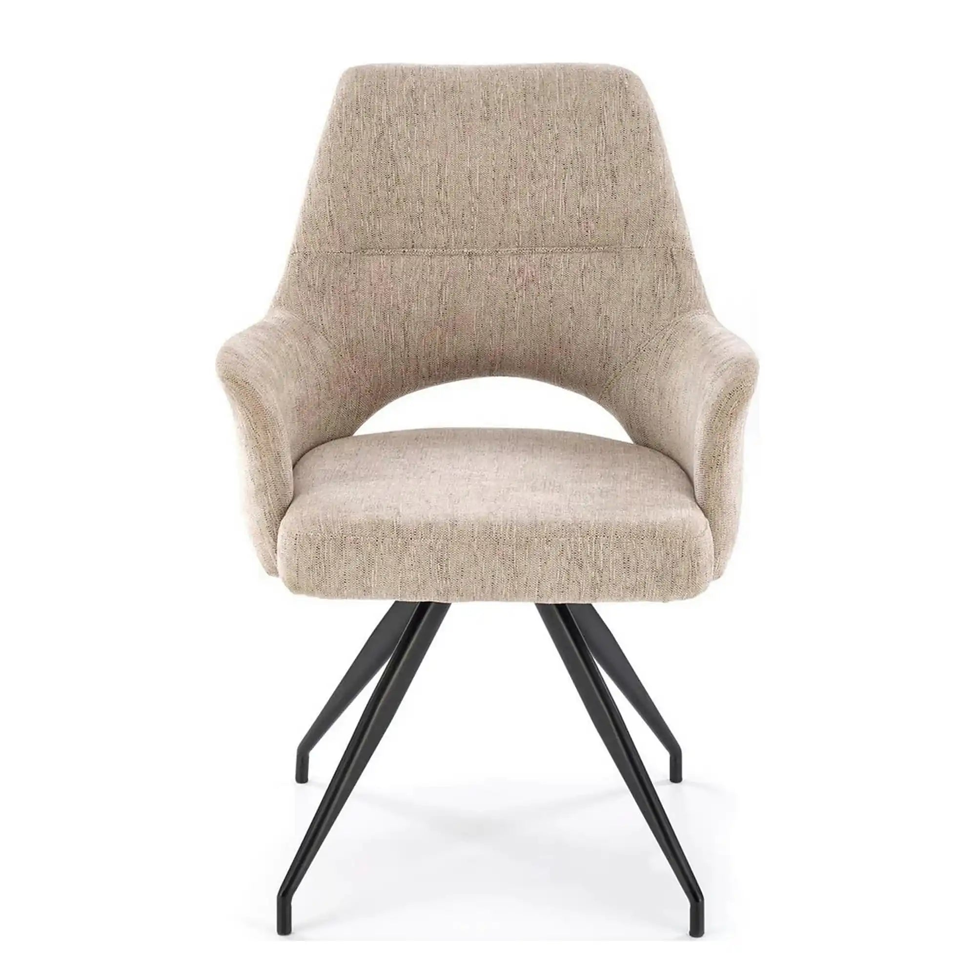 Scaun rotativ K542, bej/negru, stofa clasica/metal, 58x64x88 cm
