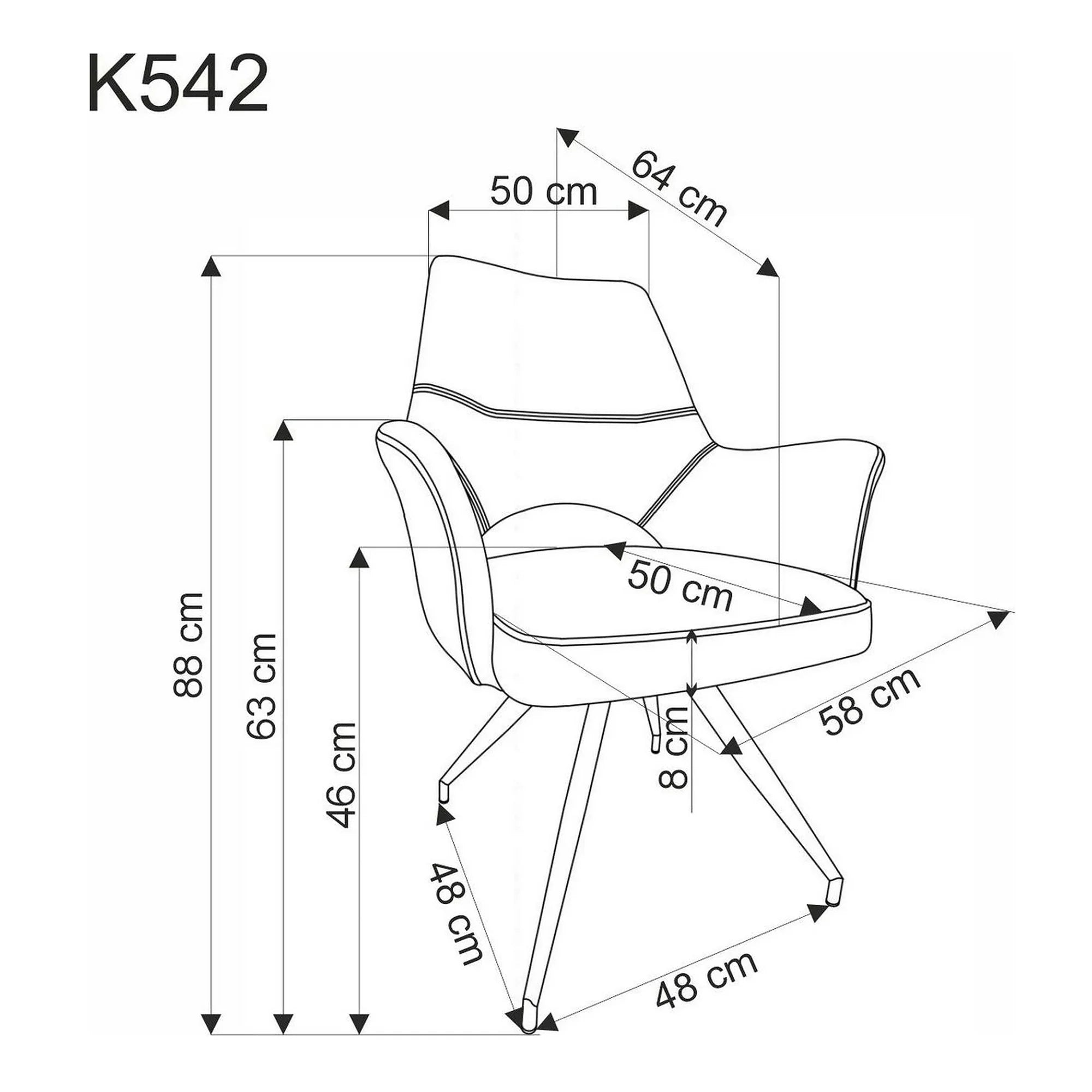 Scaun rotativ K542, verde/negru, stofa clasica/metal, 58x64x88 cm