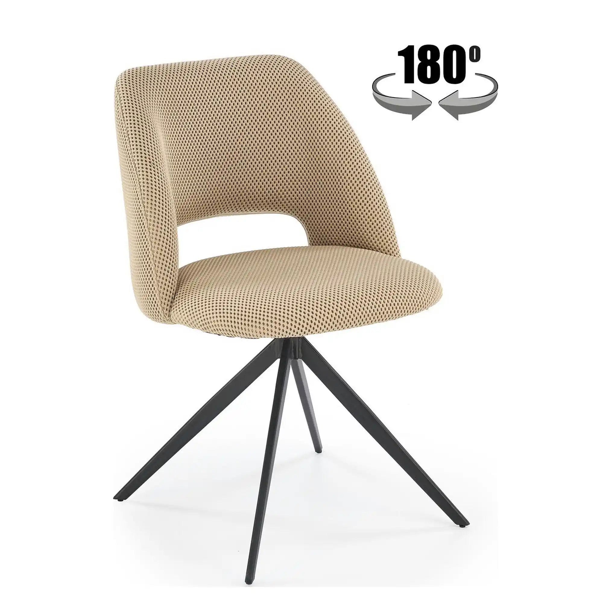 Scaun rotativ K546, bej/negru, panza/metal, 52x60x79 cm