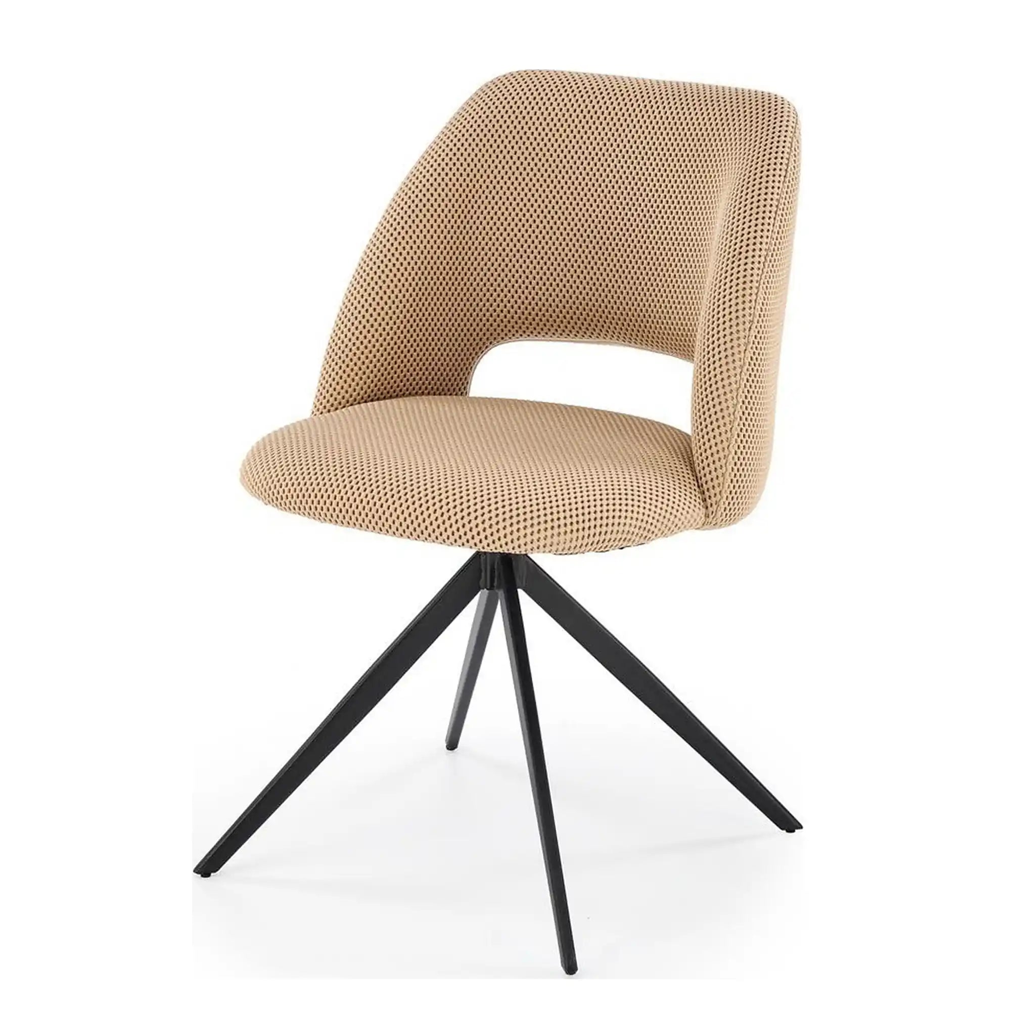 Scaun rotativ K546, bej/negru, panza/metal, 52x60x79 cm