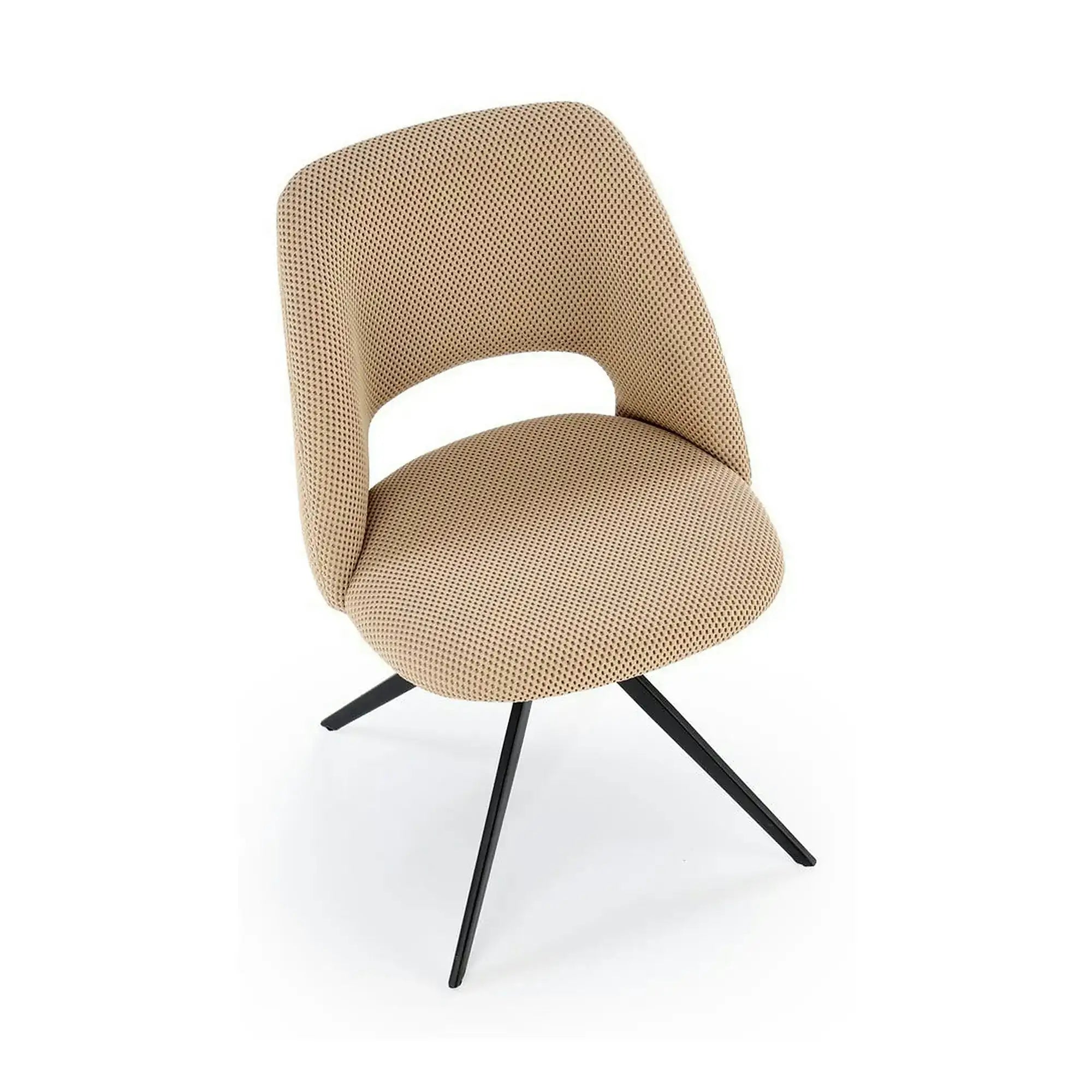 Scaun rotativ K546, bej/negru, panza/metal, 52x60x79 cm