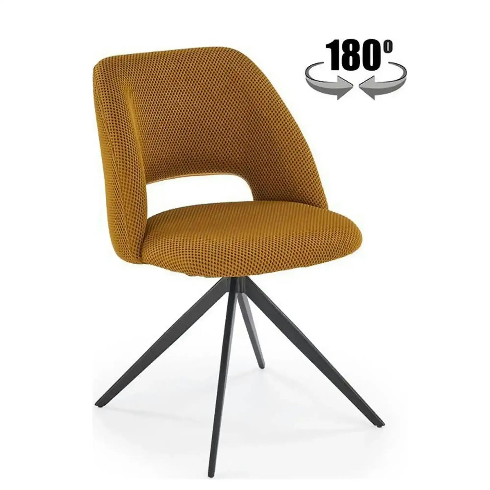 Scaun rotativ K546, galben/negru, panza/metal, 52x60x79 cm