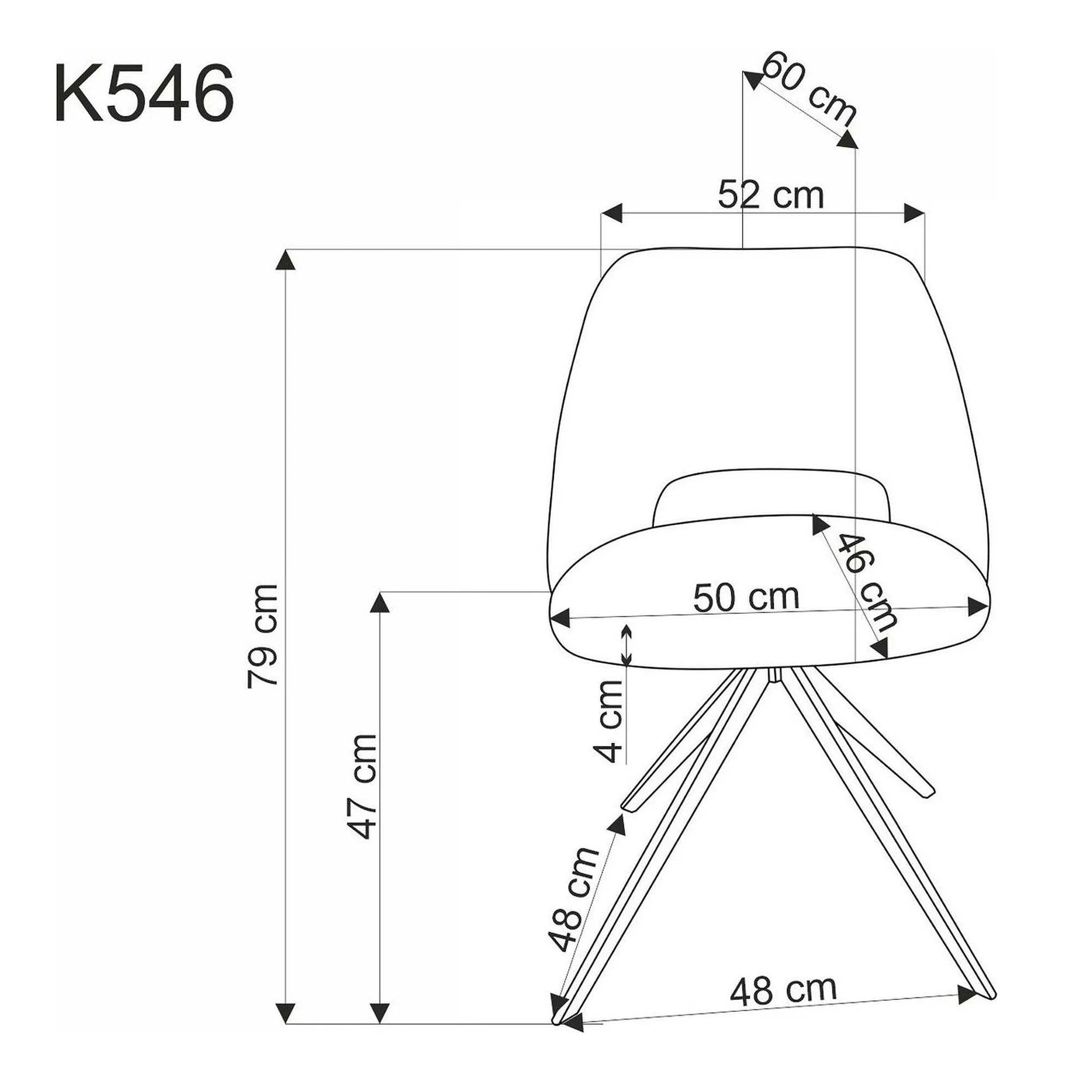 Scaun rotativ K546, galben/negru, panza/metal, 52x60x79 cm