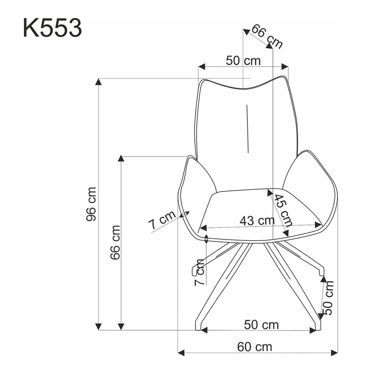 Scaun rotativ K553, bej/negru, stofa clasica/metal, 60x66x96 cm