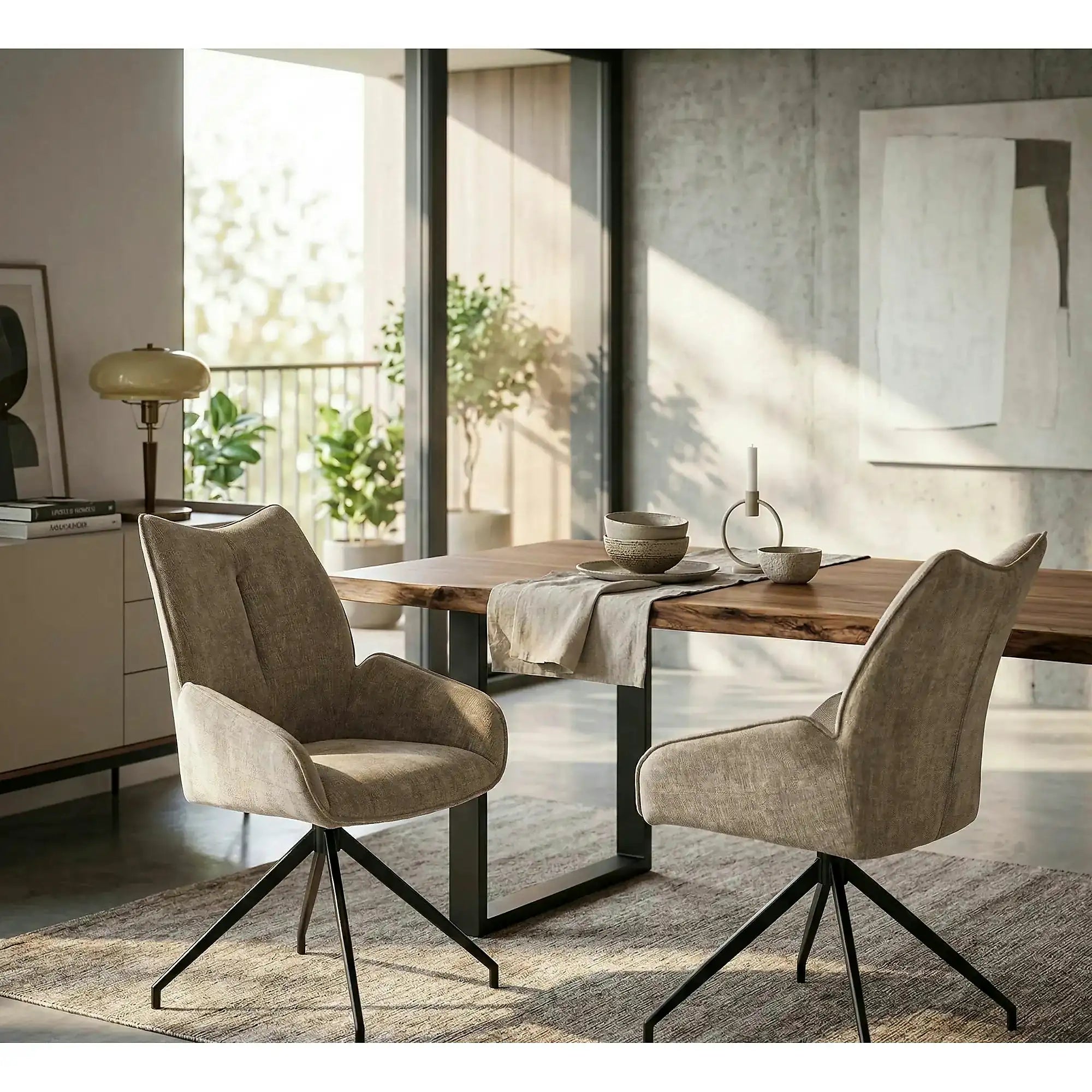 Scaun rotativ K553, bej/negru, stofa clasica/metal, 60x66x96 cm