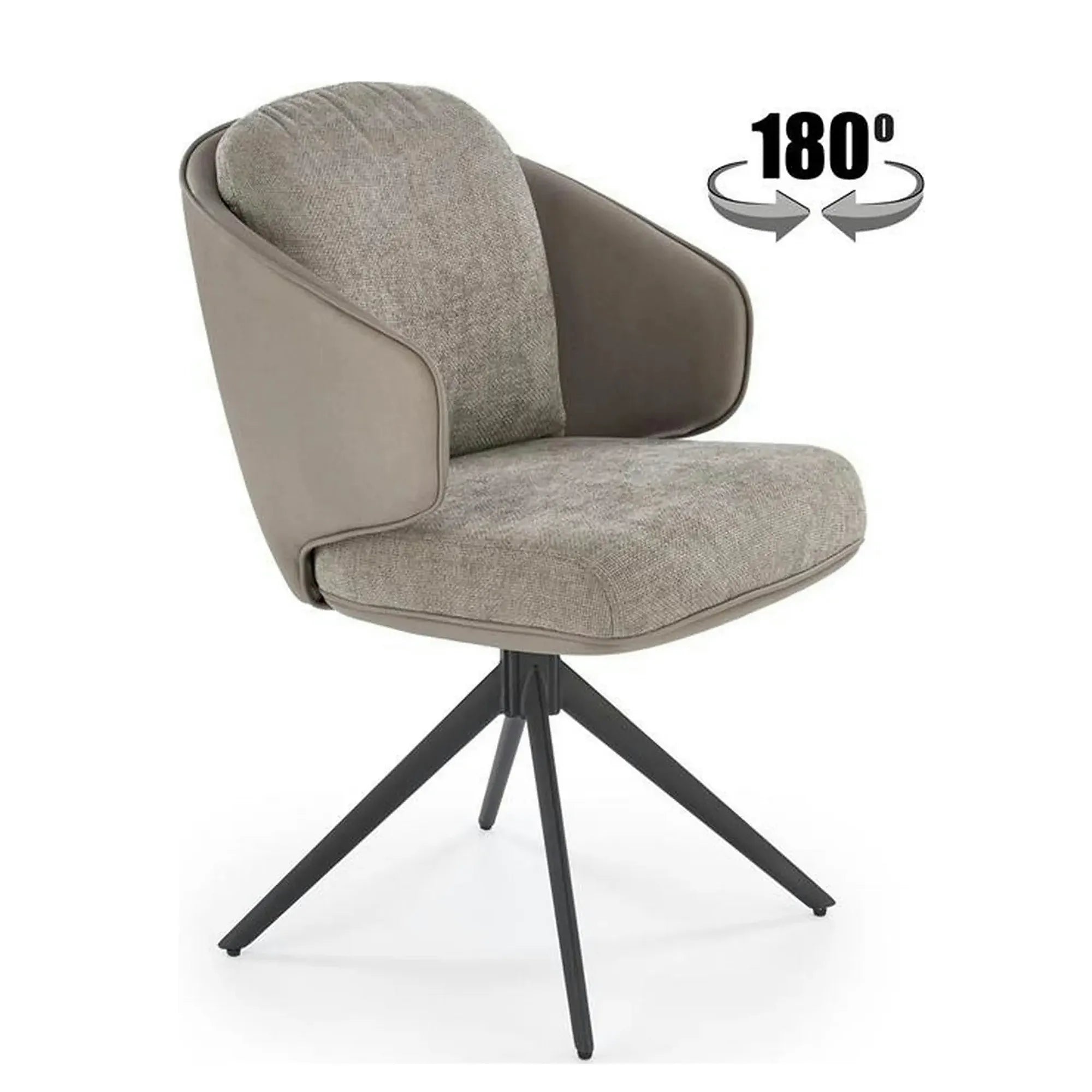 Scaun rotativ K554, gri/negru, stofa clasica/piele ecologica/metal, 58x67x90 cm