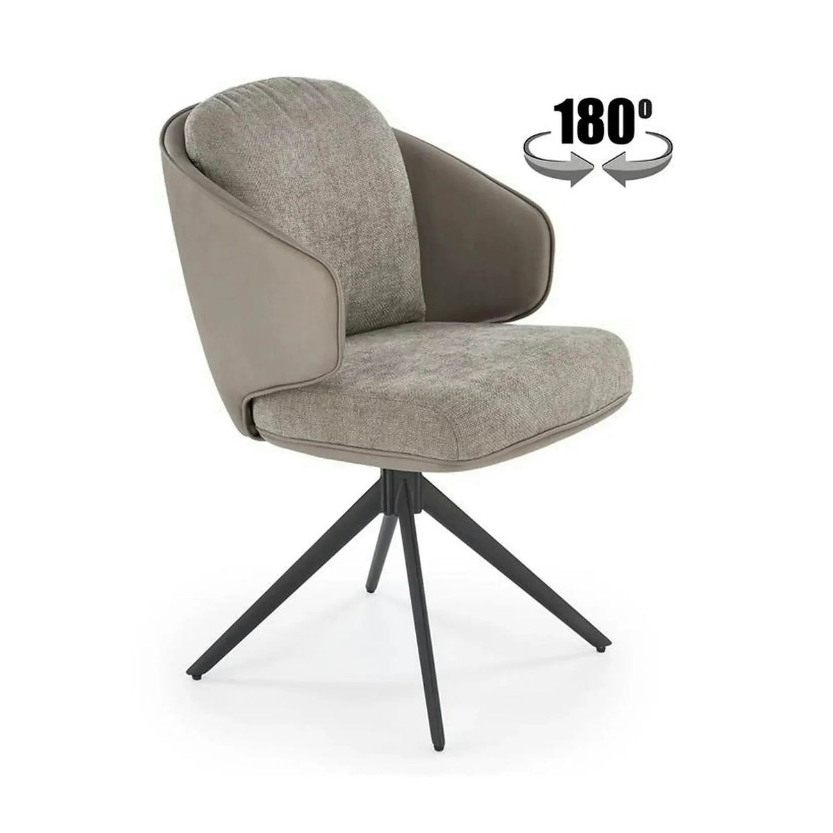 Scaun rotativ K554, gri/negru, stofa clasica/piele ecologica/metal, 58x67x90 cm