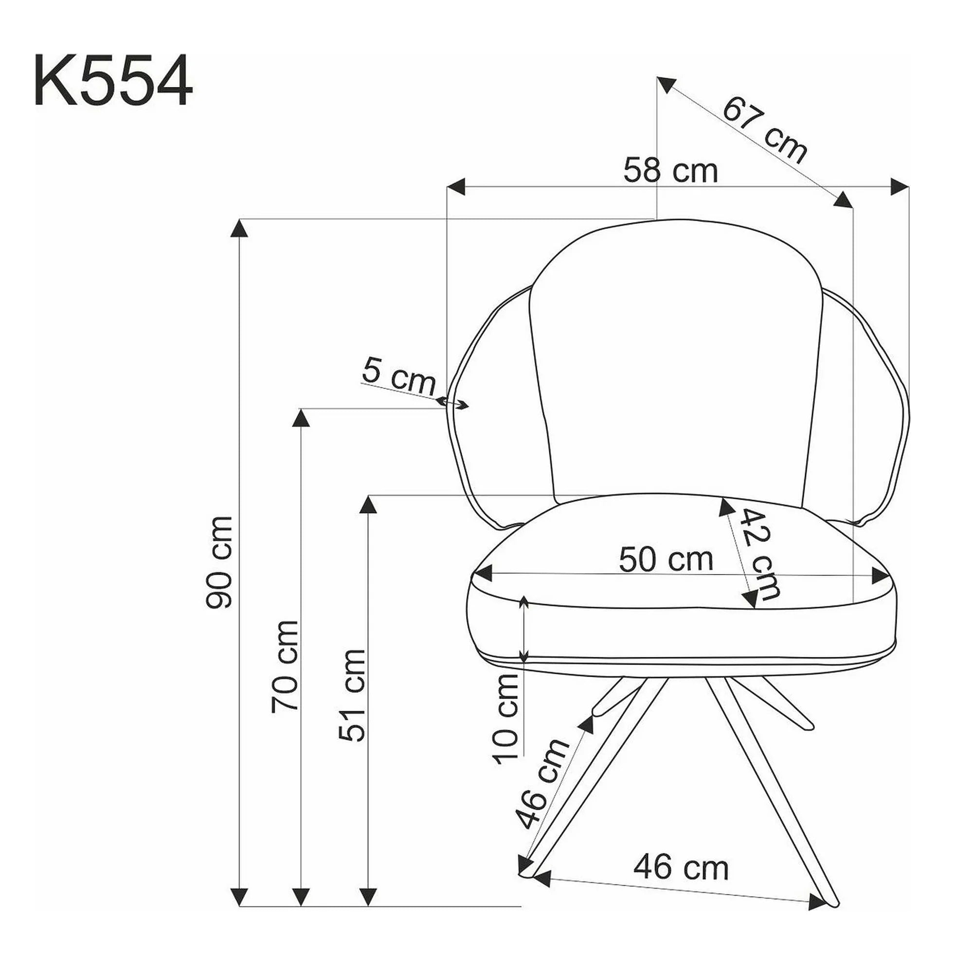 Scaun rotativ K554, maro/bej/negru, stofa clasica/piele ecologica/metal, 58x67x90 cm