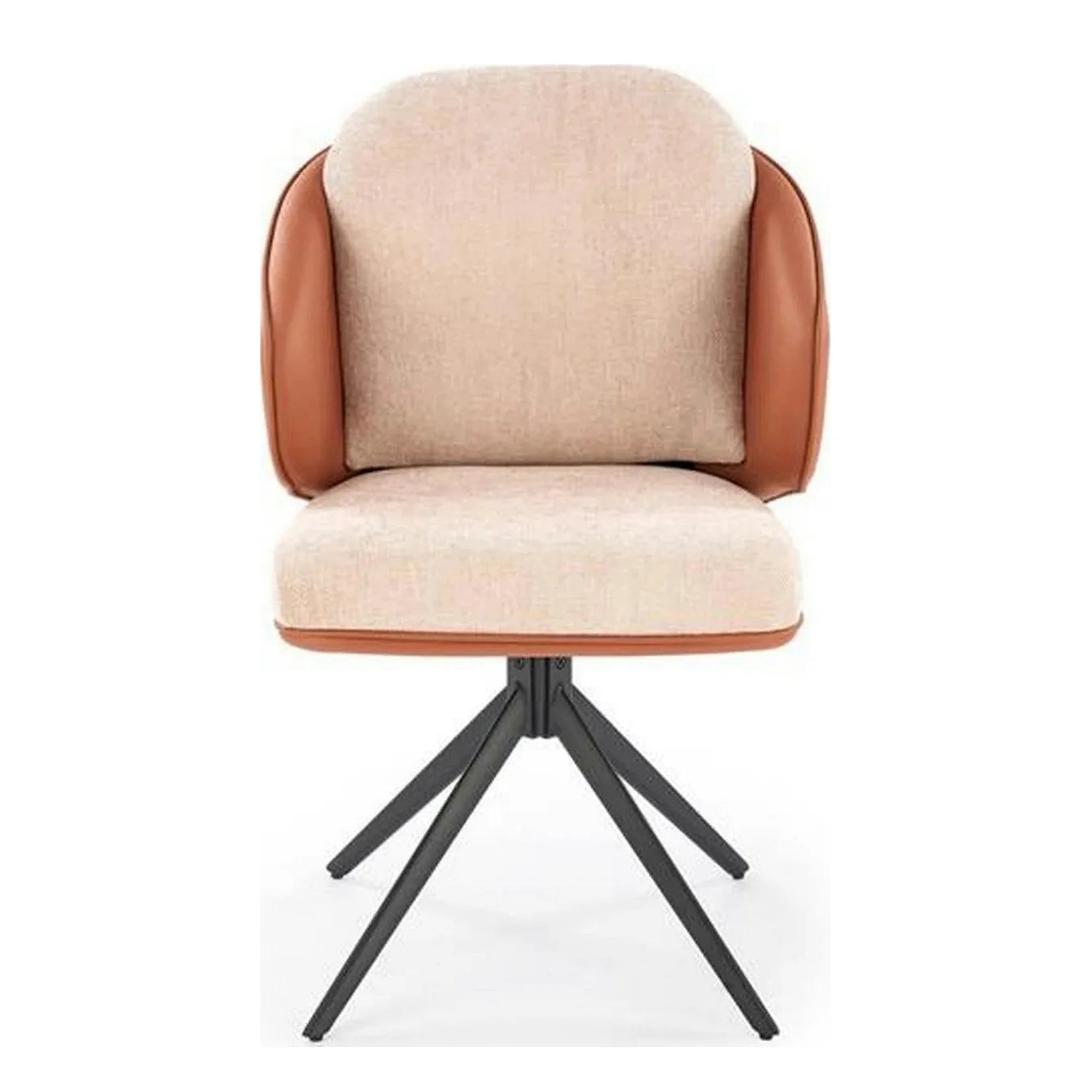 Scaun rotativ K554, maro/bej/negru, stofa clasica/piele ecologica/metal, 58x67x90 cm