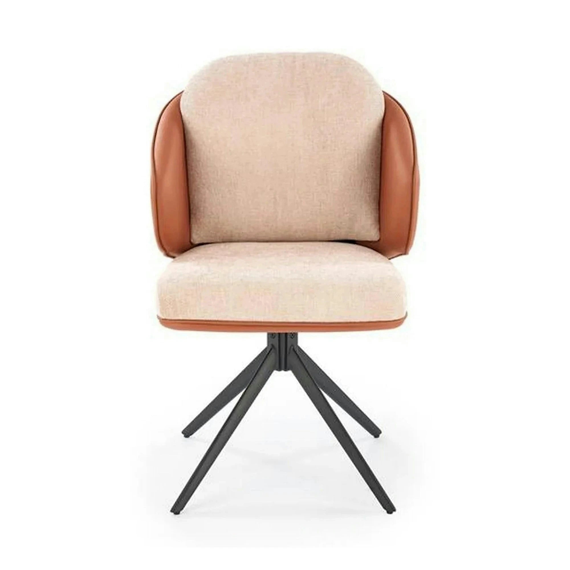 Scaun rotativ K554, maro/bej/negru, stofa clasica/piele ecologica/metal, 58x67x90 cm