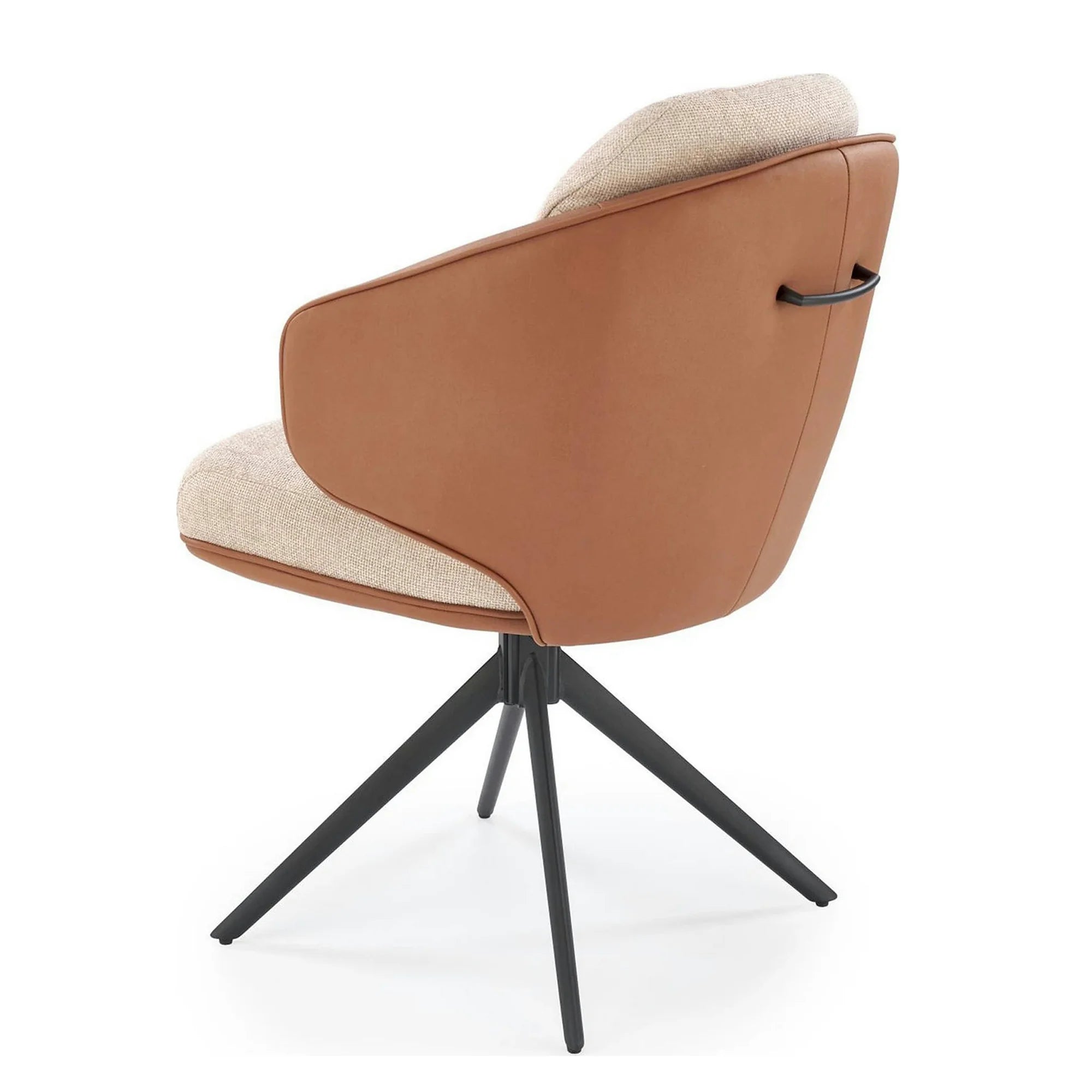 Scaun rotativ K554, maro/bej/negru, stofa clasica/piele ecologica/metal, 58x67x90 cm