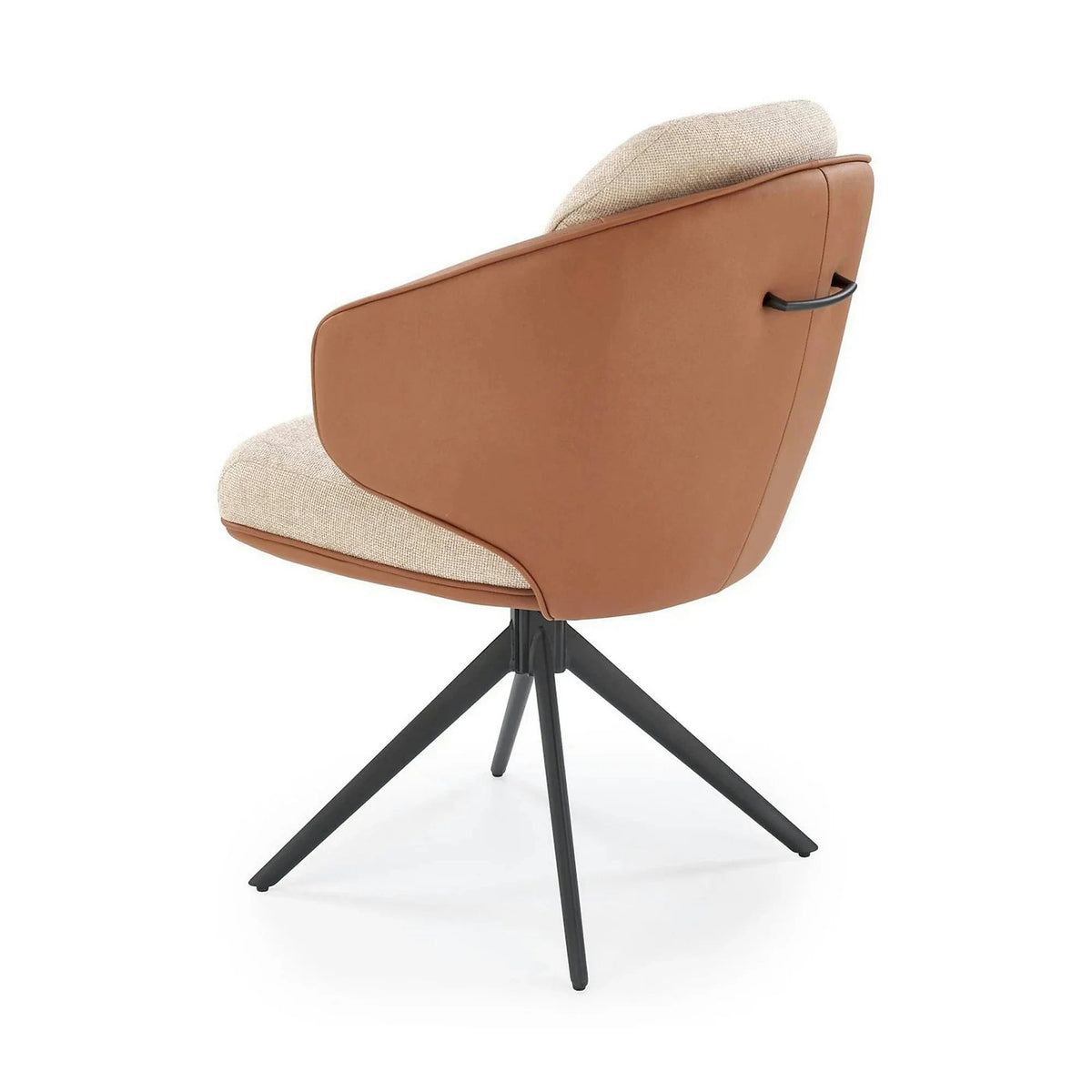 Scaun rotativ K554, maro/bej/negru, stofa clasica/piele ecologica/metal, 58x67x90 cm