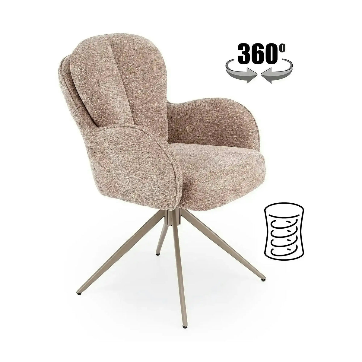 Scaun rotativ K592, bej/casmir, stofa/metal, 62x69x92 cm