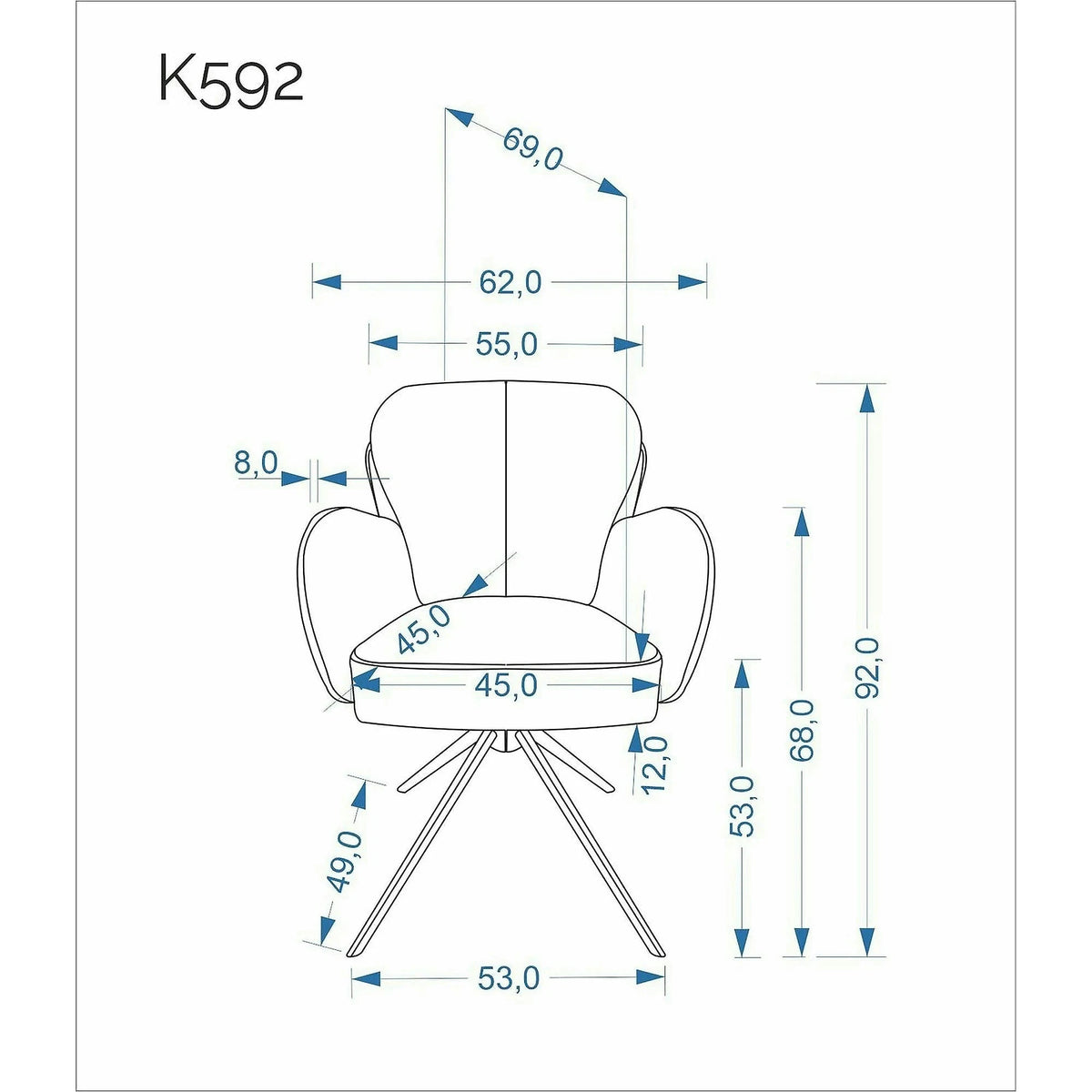 Scaun rotativ K592, bej/casmir, stofa/metal, 62x69x92 cm