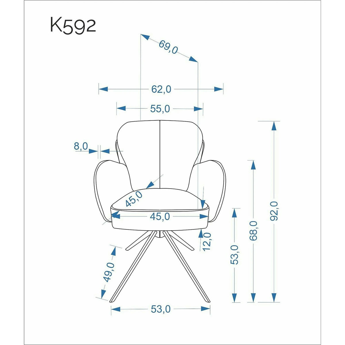 Scaun rotativ K592, bej/casmir, stofa/metal, 62x69x92 cm