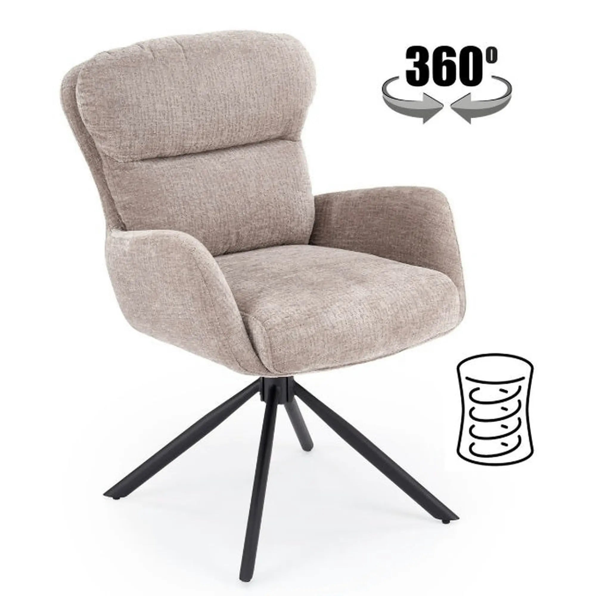 Scaun rotativ K593, gri/negru, stofa/metal, 56x54x89 cm