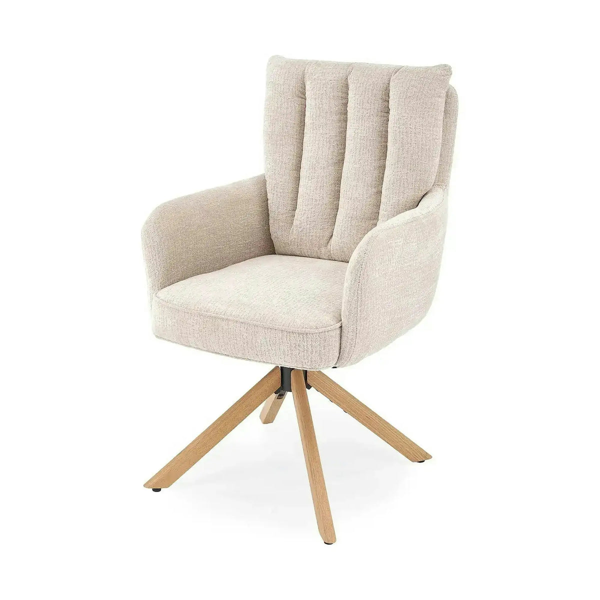 Scaun rotativ K594, bej/stejar, stofa/lemn, 60x64x95 cm