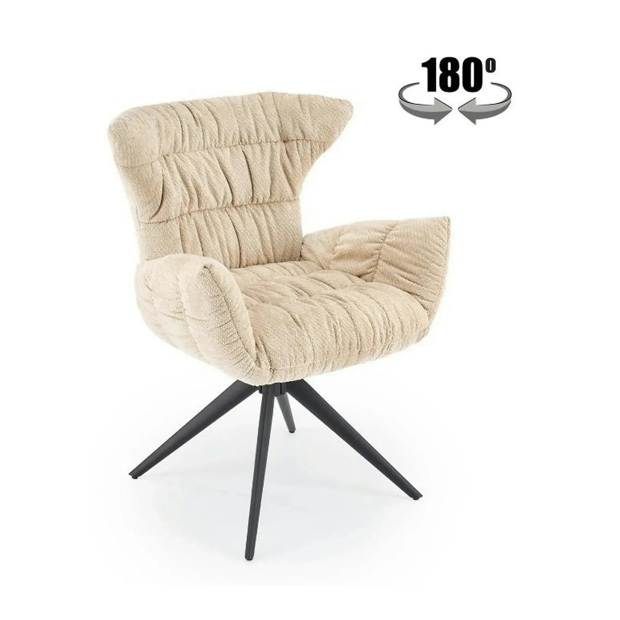 Scaun rotativ K595, bej/negru, stofa/metal, 68x66x88 cm