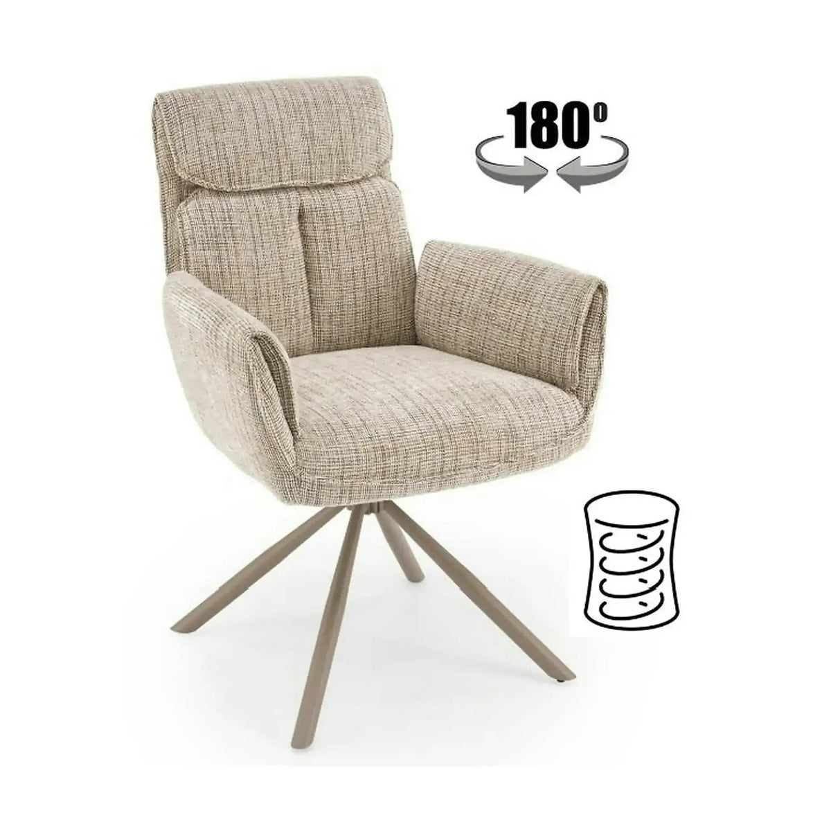 Scaun rotativ K596, bej/casmir, stofa clasica/metal, 66x66x93 cm