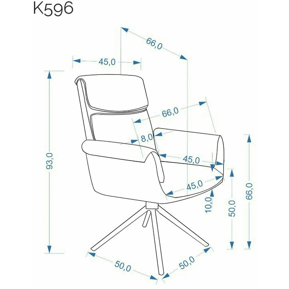 Scaun rotativ K596, bej/casmir, stofa clasica/metal, 66x66x93 cm