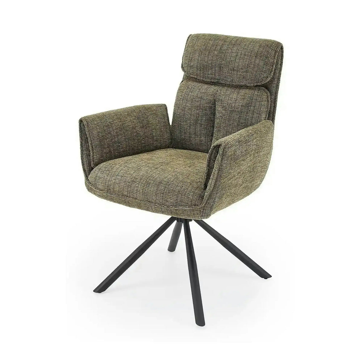 Scaun rotativ K596, verde olive/negru, stofa clasica/metal, 66x66x93 cm