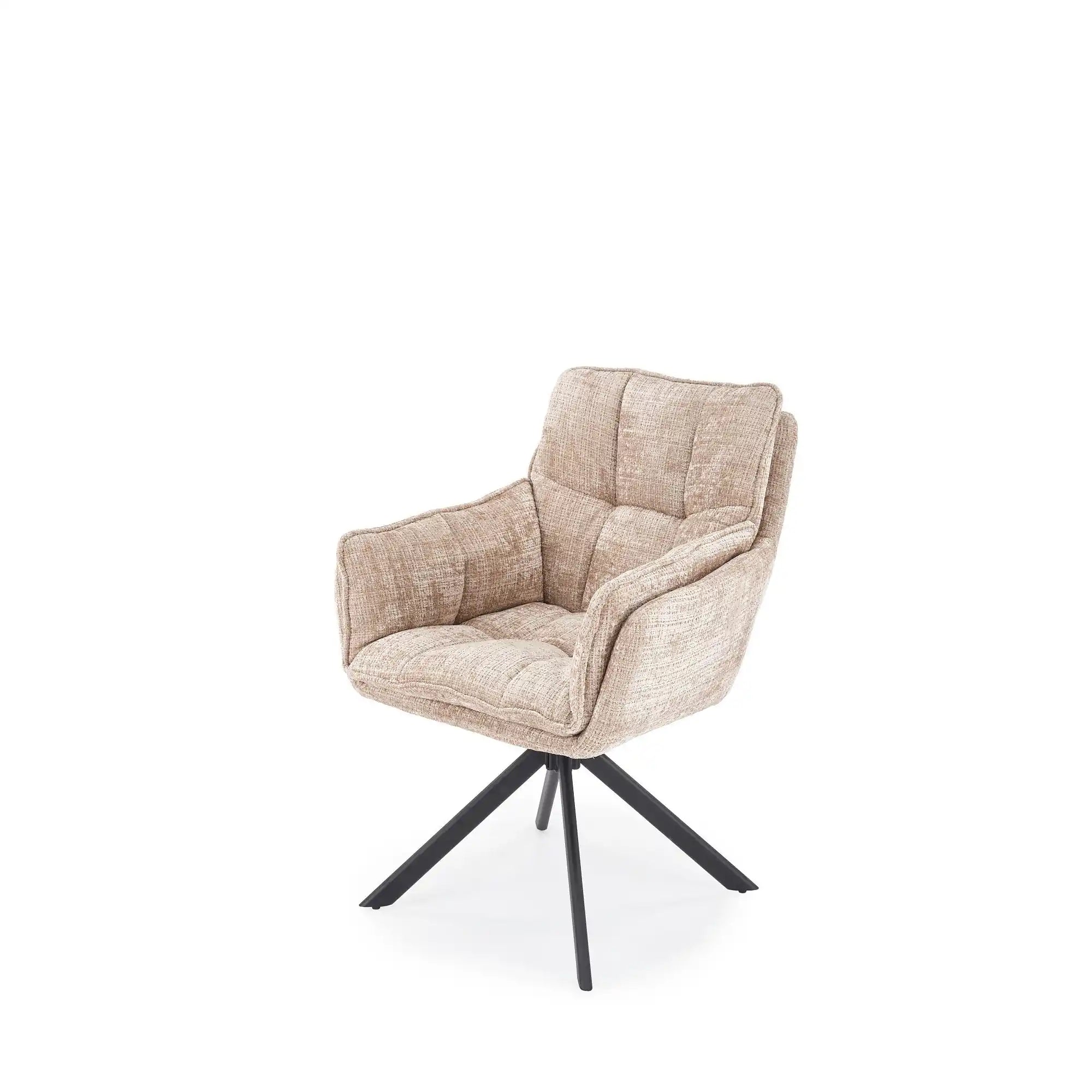 Scaun rotativ K597, bej/negru, stofa/metal, 70x67x90 cm