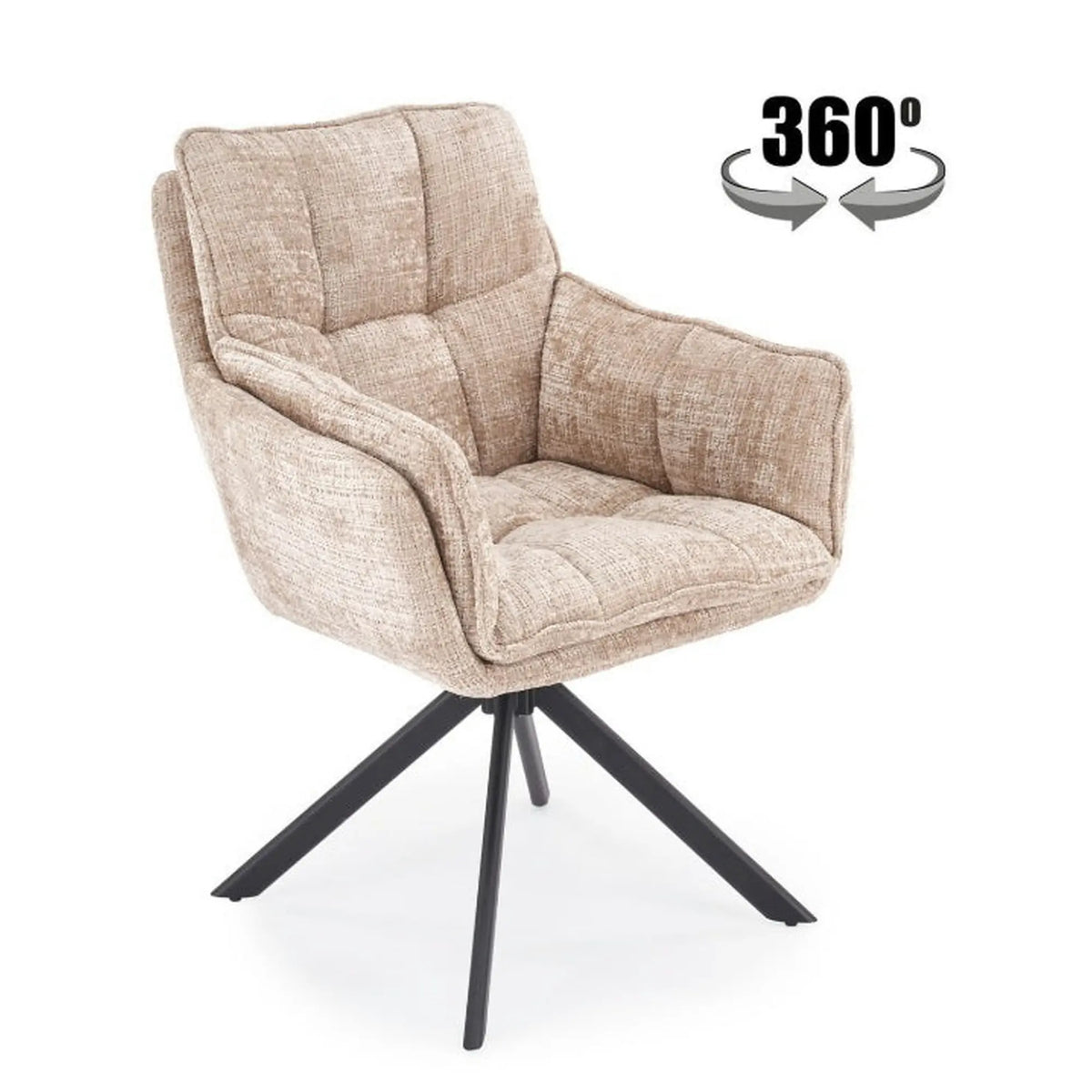 Scaun rotativ K597, bej/negru, stofa/metal, 70x67x90 cm