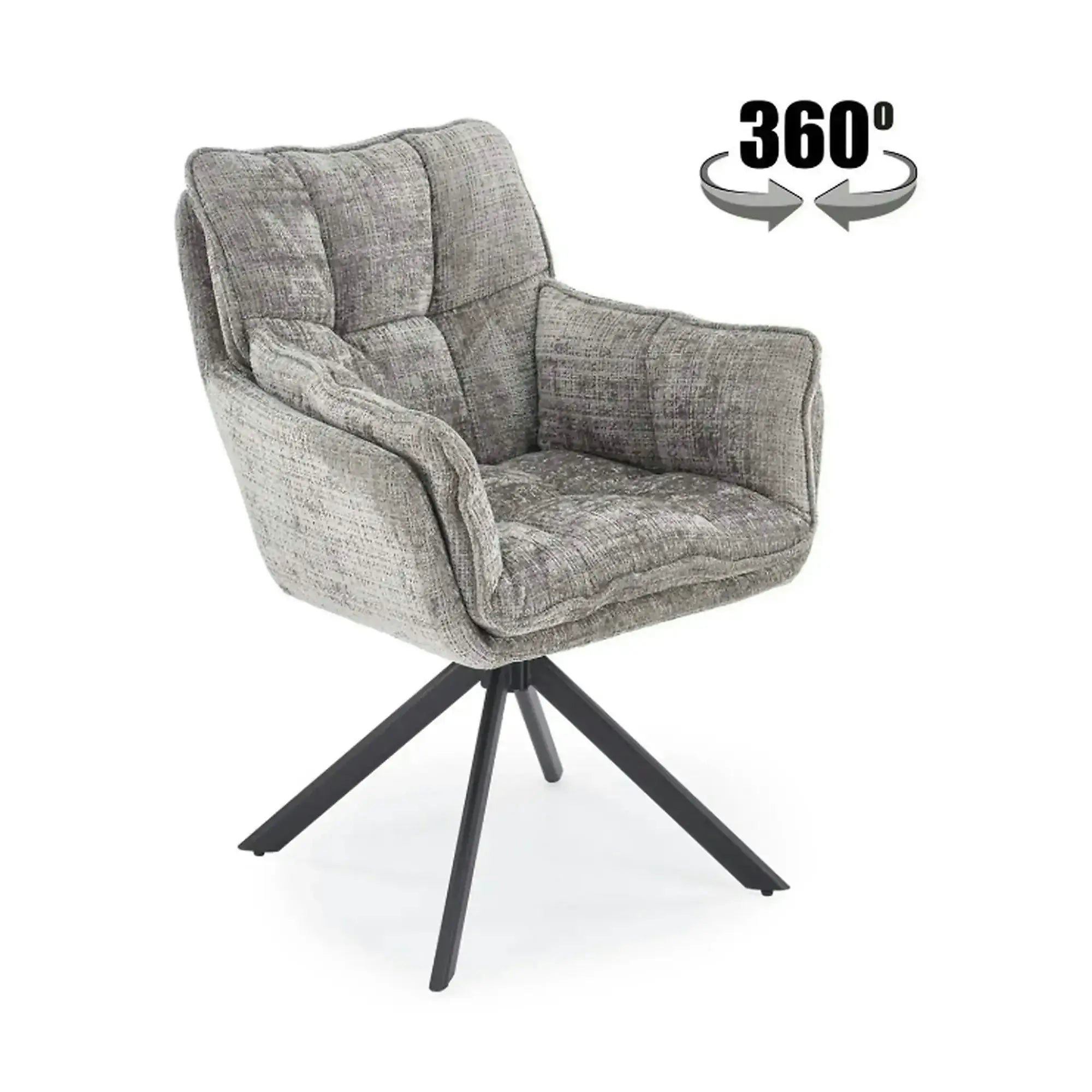 Scaun rotativ K597, gri/negru, stofa/metal, 70x67x90 cm