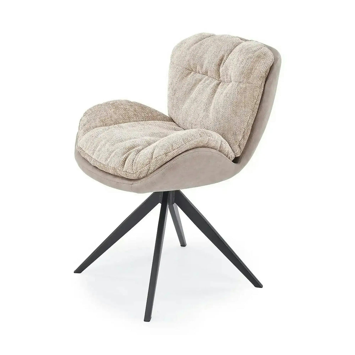 Scaun rotativ K599, bej/negru, stofa/piele ecologica/metal, 62x67x85 cm