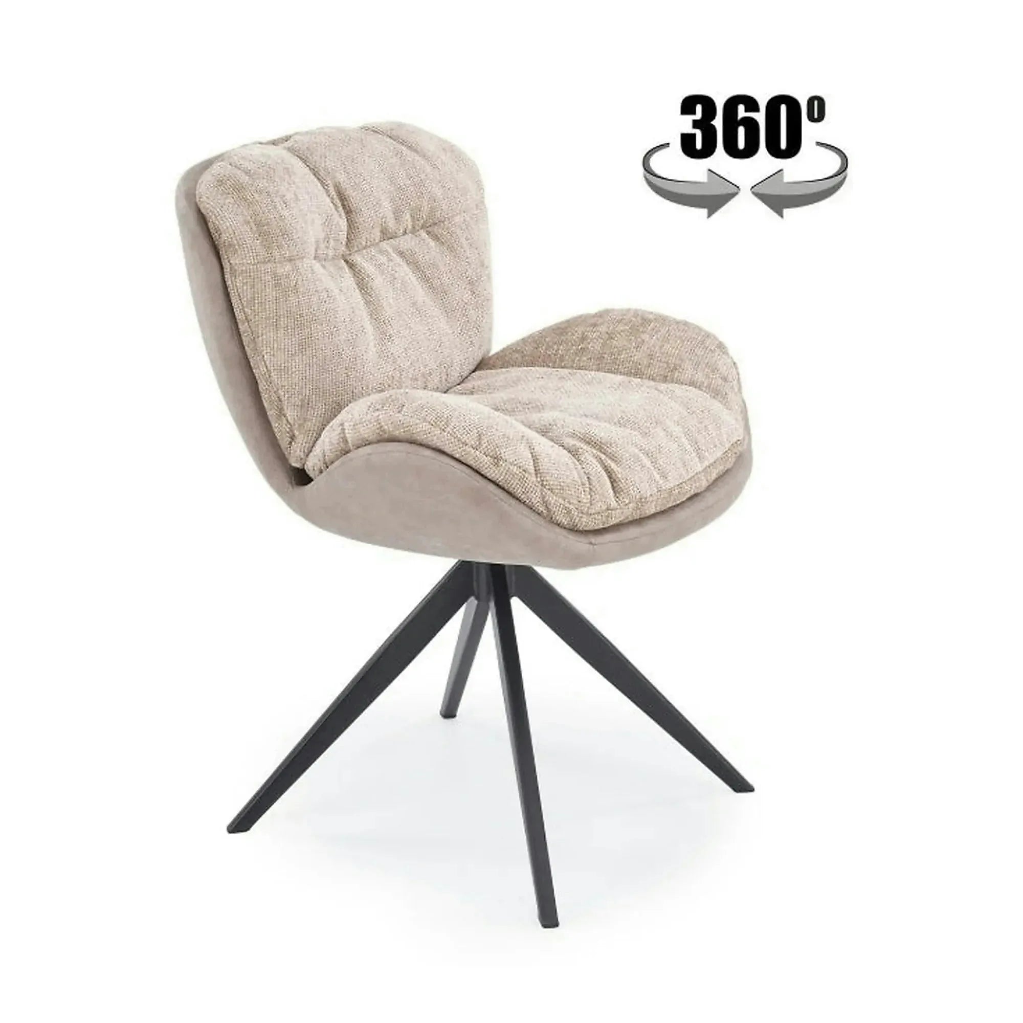 Scaun rotativ K599, bej/negru, stofa/piele ecologica/metal, 62x67x85 cm