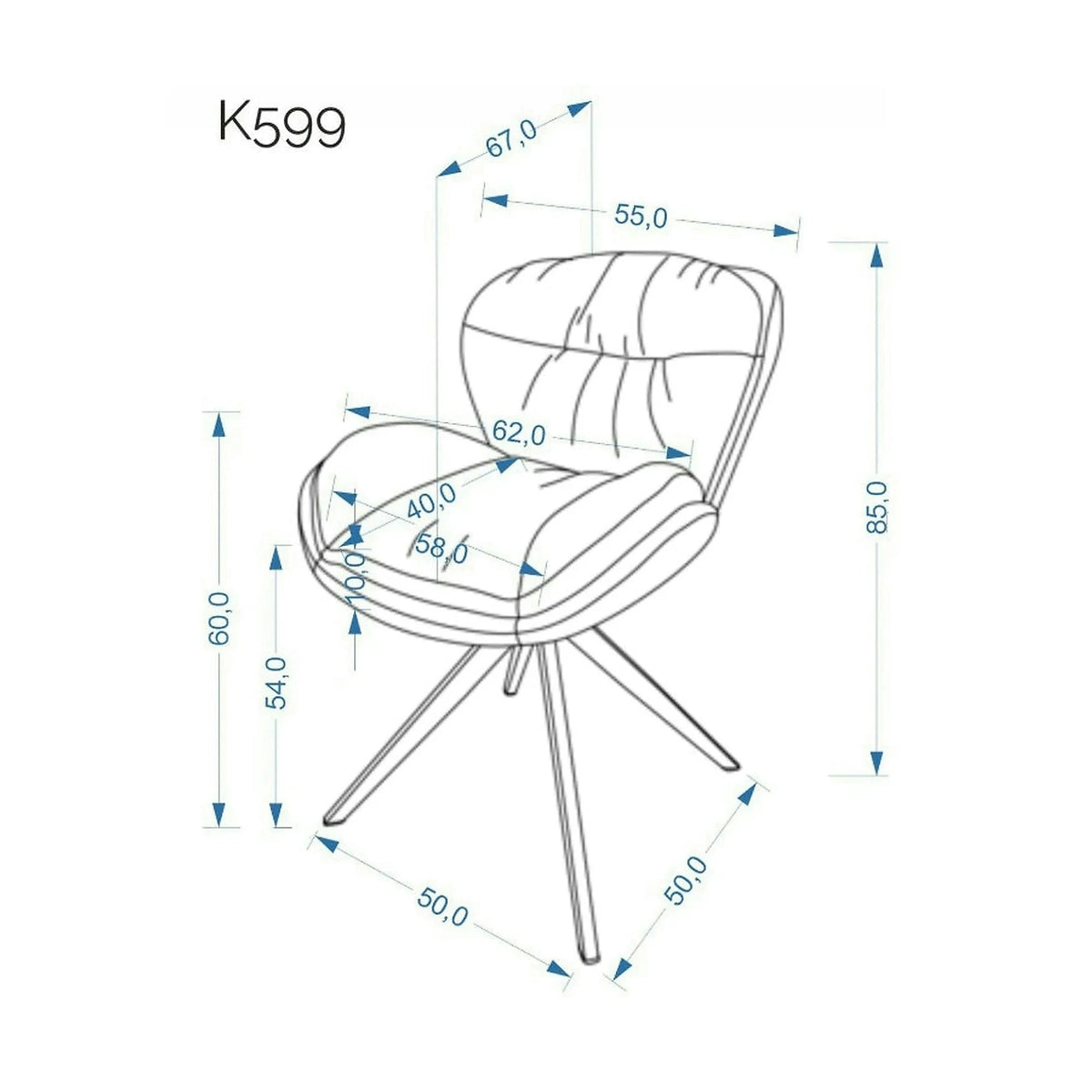 Scaun rotativ K599, bej/negru, stofa/piele ecologica/metal, 62x67x85 cm