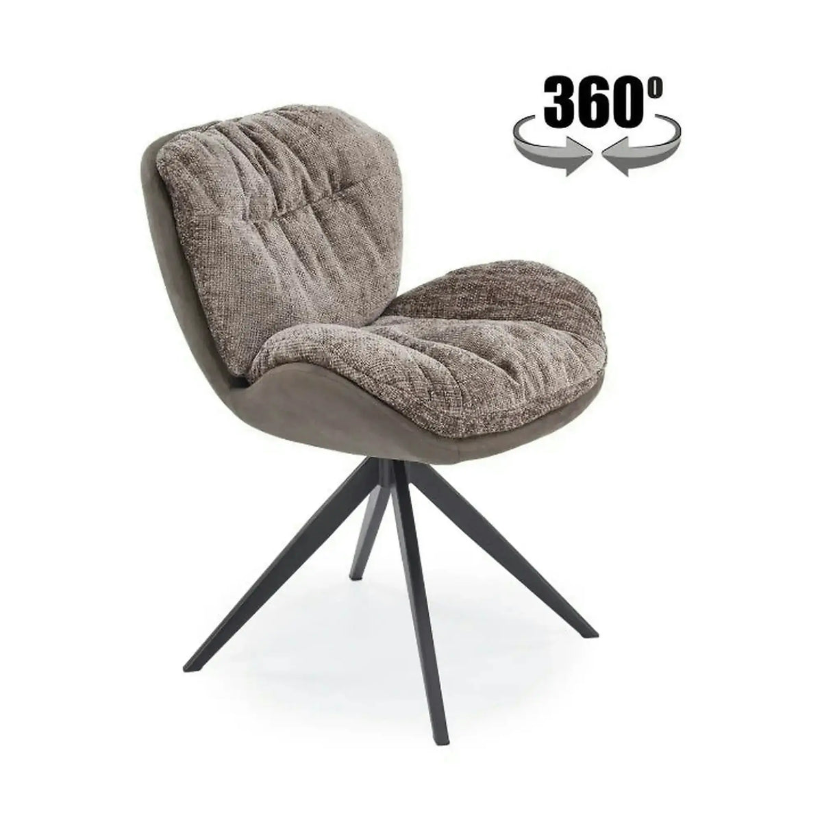 Scaun rotativ K599, gri/negru, stofa/piele ecologica/metal, 62x67x85 cm