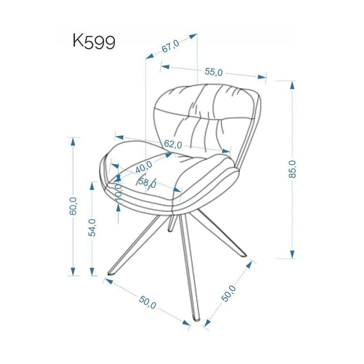 Scaun rotativ K599, gri/negru, stofa/piele ecologica/metal, 62x67x85 cm