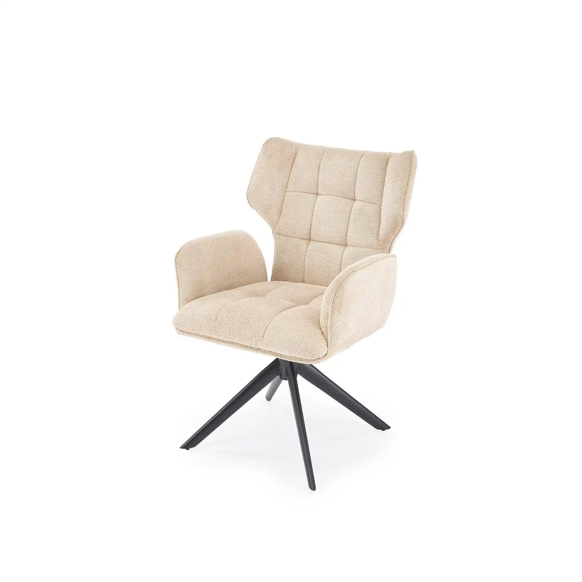 Scaun rotativ K601, bej/negru, stofa/metal, 57x64x90 cm