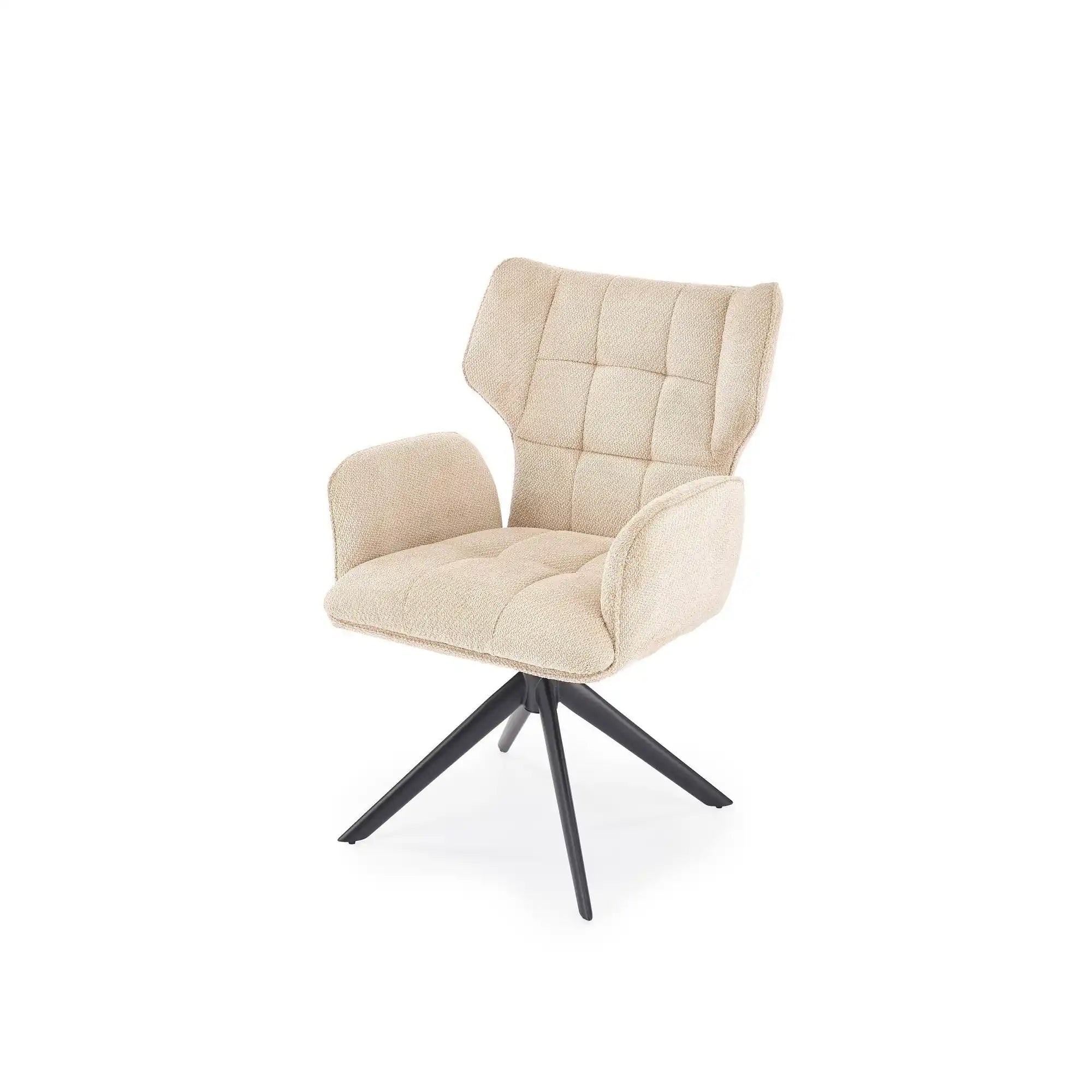 Scaun rotativ K601, bej/negru, stofa/metal, 57x64x90 cm