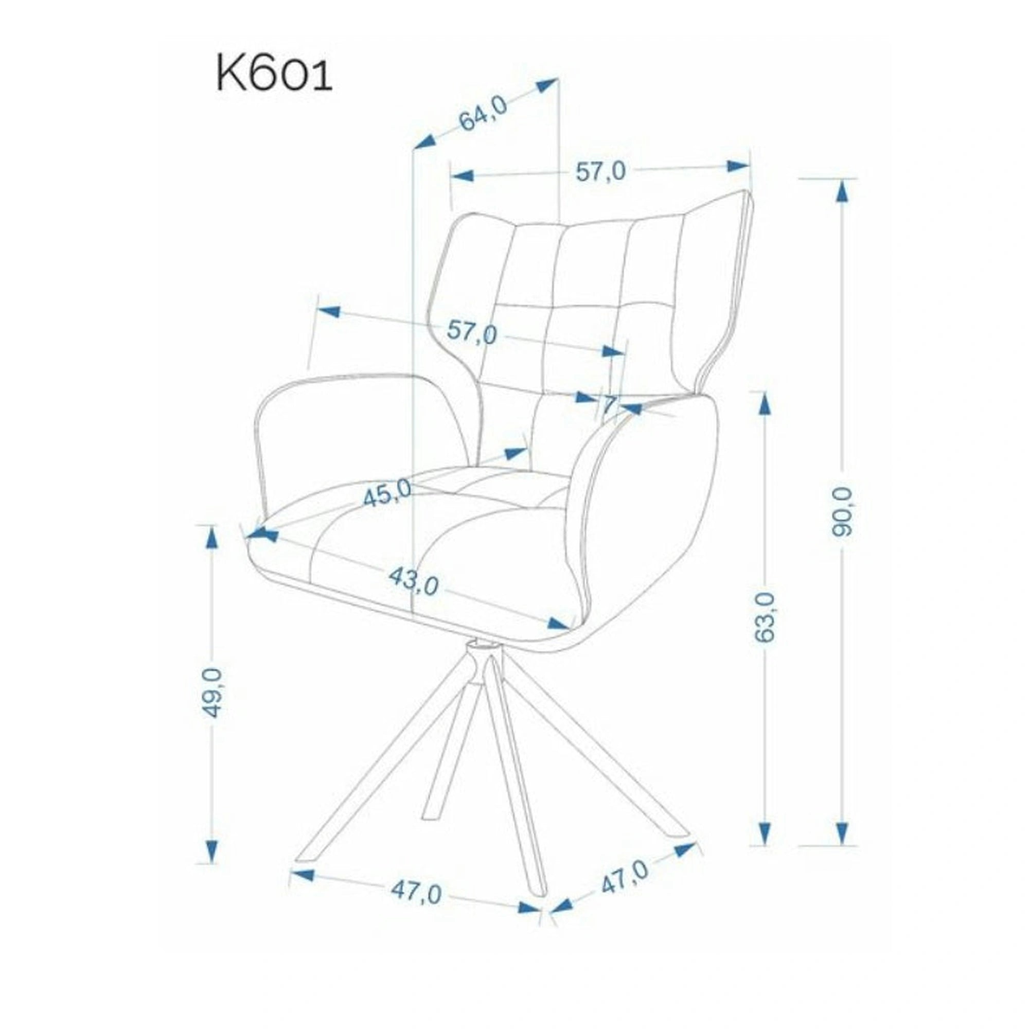 Scaun rotativ K601, bej/negru, stofa/metal, 57x64x90 cm