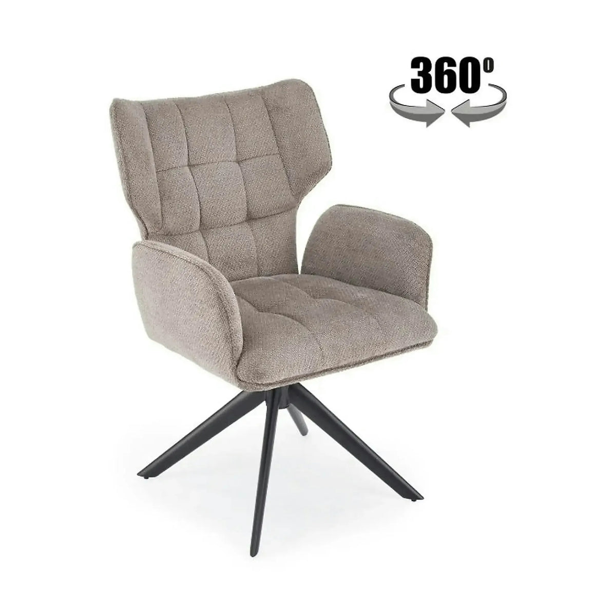 Scaun rotativ K601, gri/negru, stofa/metal, 57x64x90 cm
