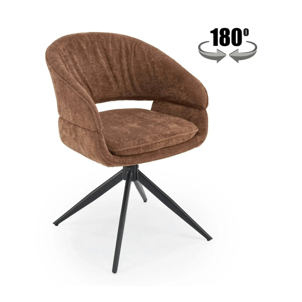 Scaun rotativ K602, maro/negru, stofa plusata/metal, 57x62x82 cm