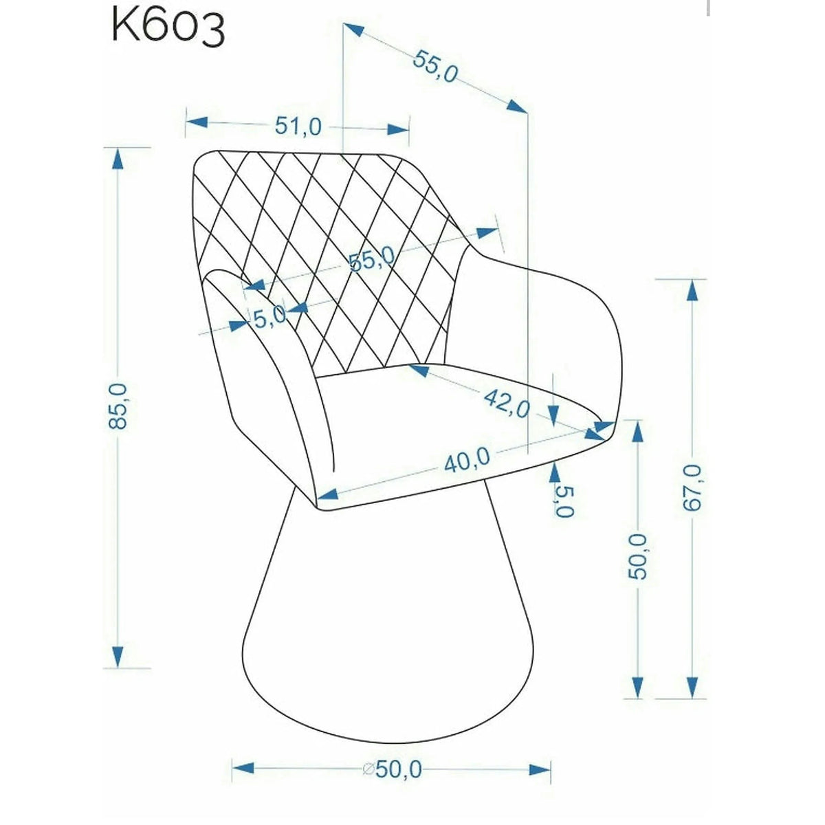 Scaun rotativ K603, stofa clasica bej, 55x55x85 cm
