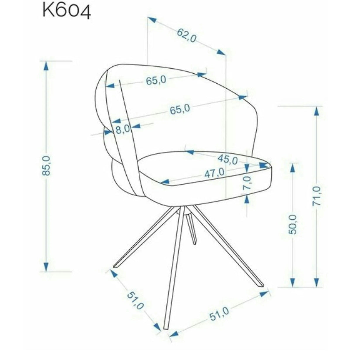 Scaun rotativ K604, gri/negru, stofa/metal, 65x62x85 cm