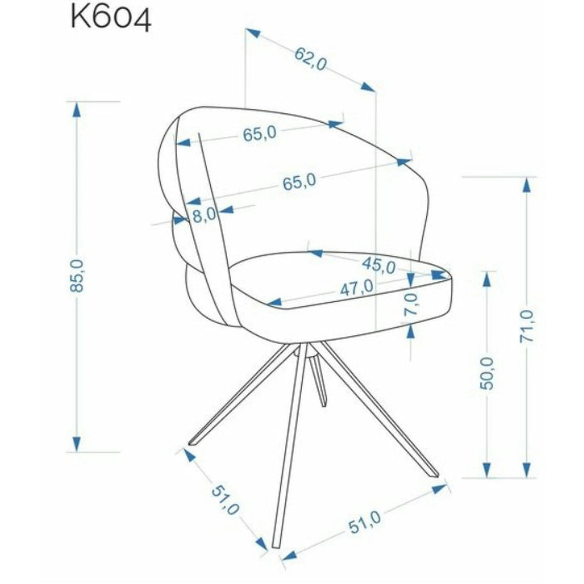 Scaun rotativ K604, gri/negru, stofa/metal, 65x62x85 cm