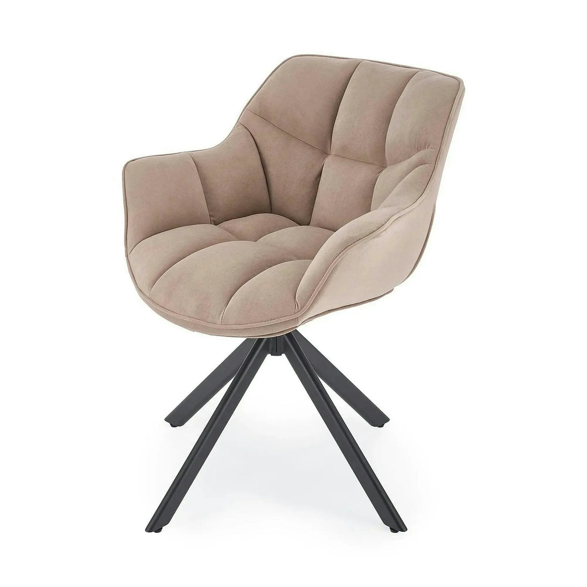 Scaun rotativ K610, bej/negru, stofa catifelata/metal, 65x64x79 cm
