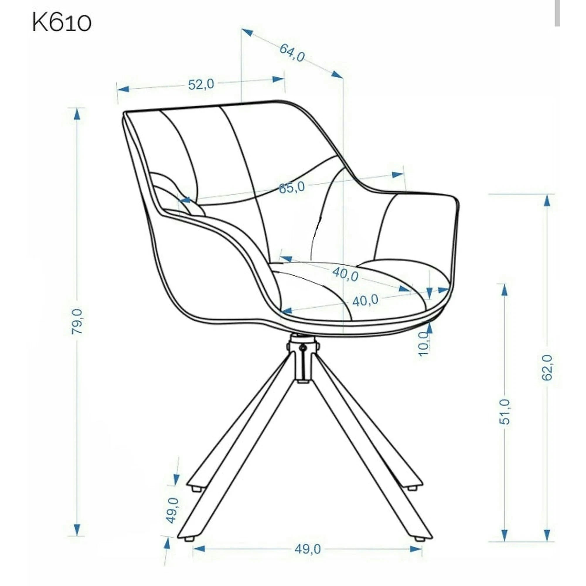 Scaun rotativ K610, bej/negru, stofa catifelata/metal, 65x64x79 cm