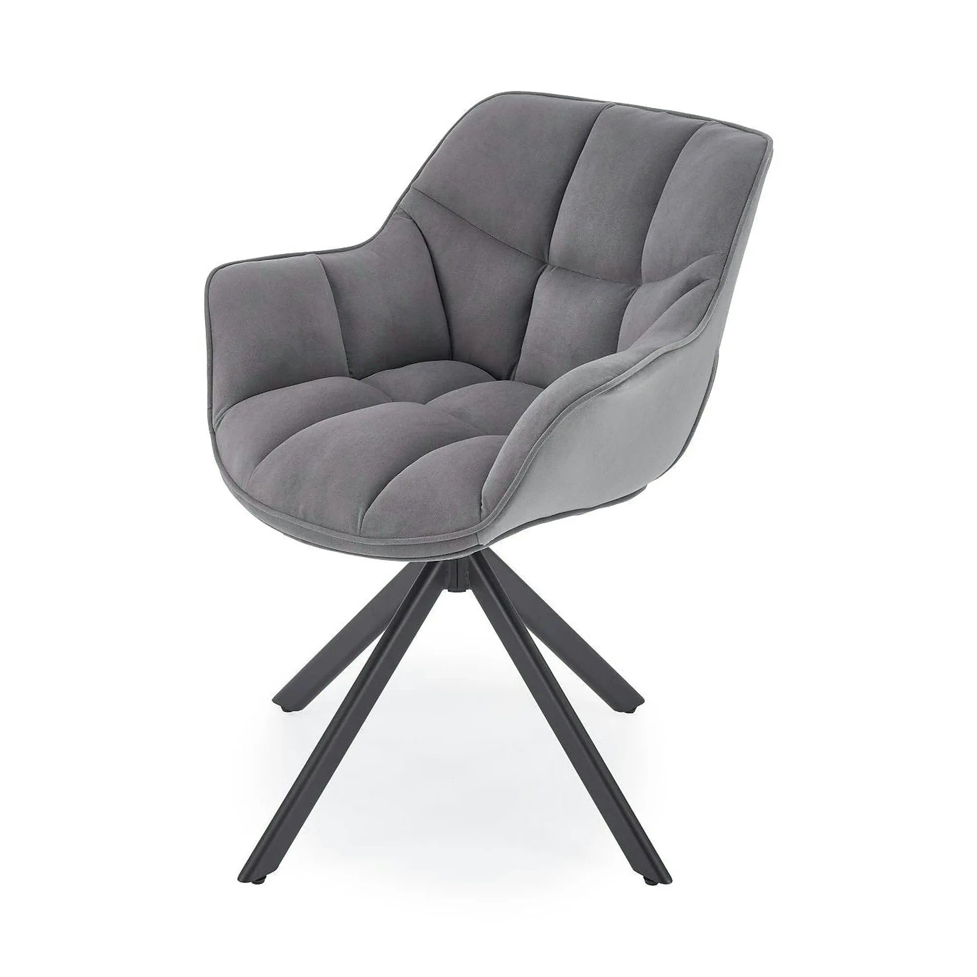 Scaun rotativ K610, gri/negru, stofa catifelata/metal, 65x64x79 cm