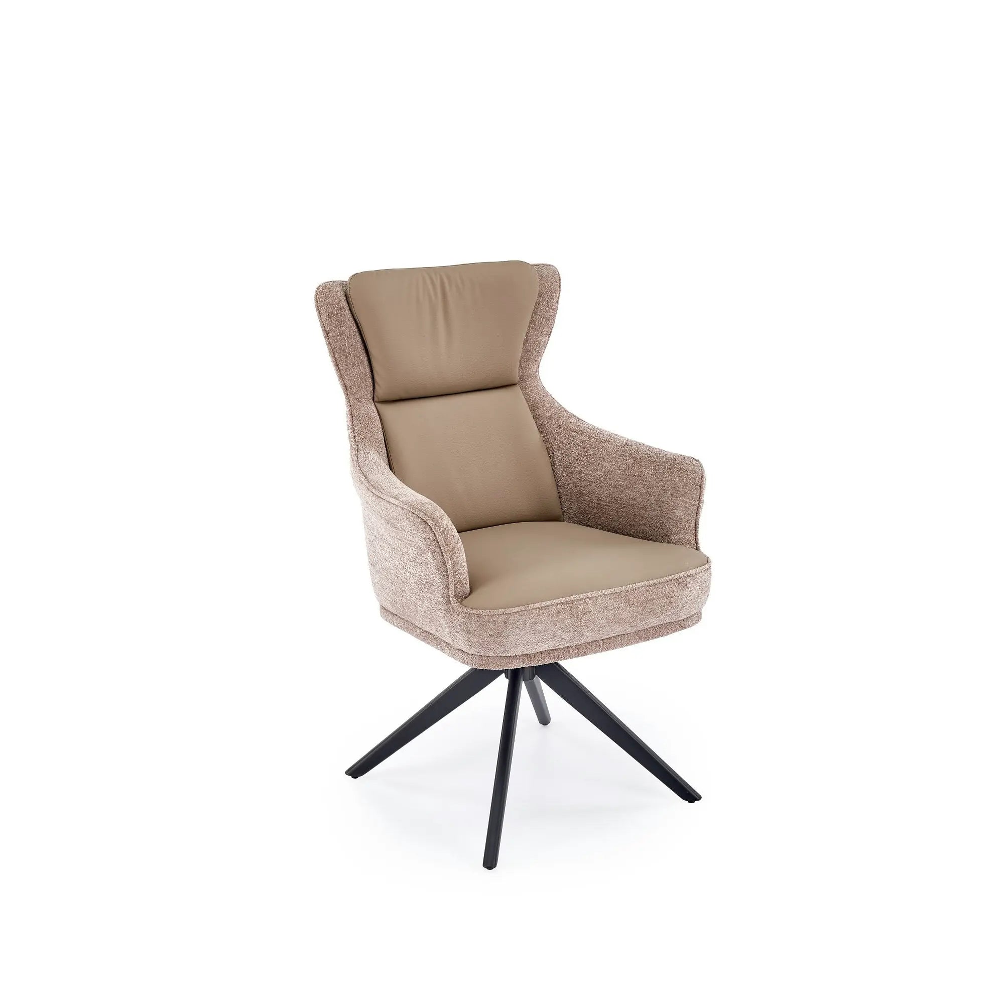 Scaun rotativ K611, grej, piele ecologica/stofa, 64x66x96 cm