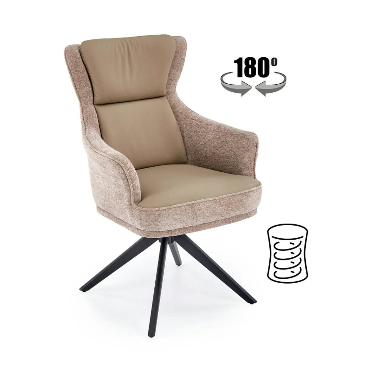 Scaun rotativ K611, grej, piele ecologica/stofa, 64x66x96 cm