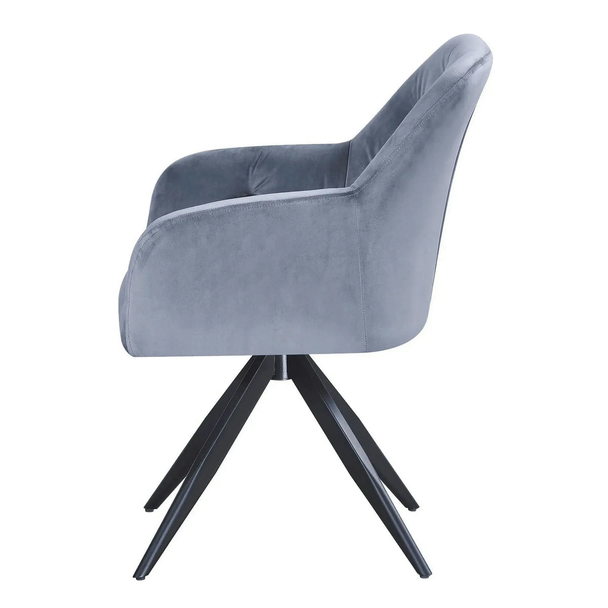 Scaun rotativ MAX, albastru deschis/negru, stofa catifelata/metal, 61x61x85 cm