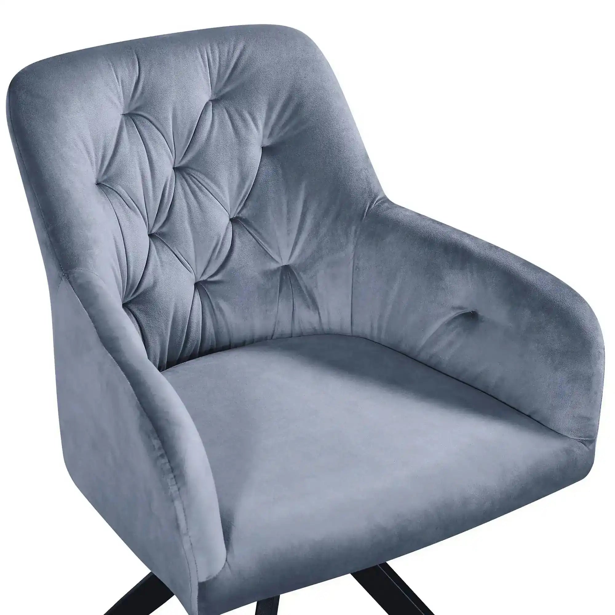 Scaun rotativ MAX, albastru deschis/negru, stofa catifelata/metal, 61x61x85 cm
