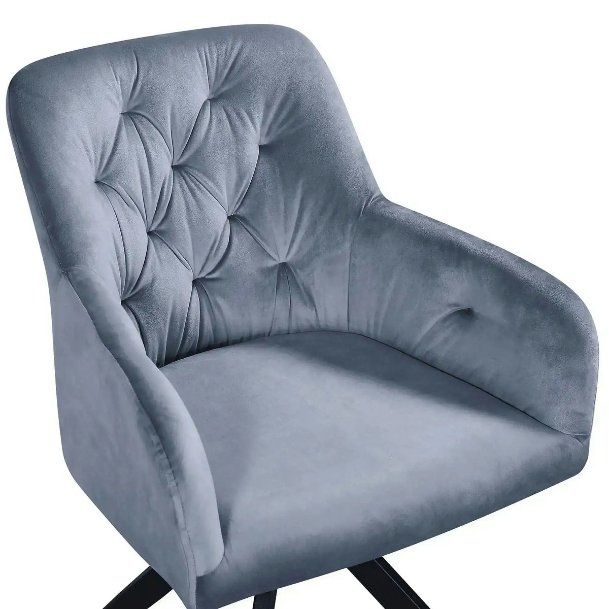 Scaun rotativ MAX, albastru deschis/negru, stofa catifelata/metal, 61x61x85 cm
