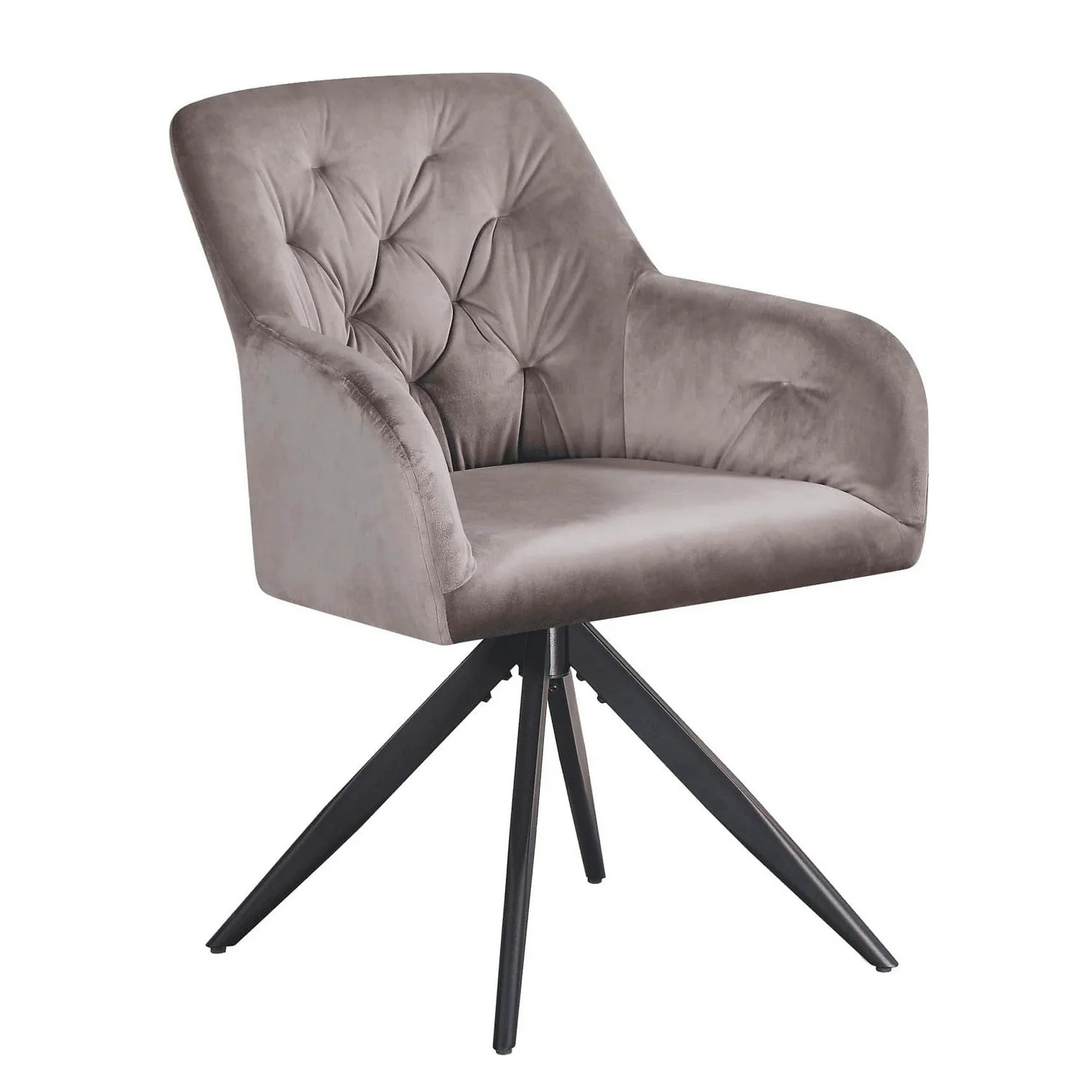 Scaun rotativ MAX, bej inchis/negru, stofa catifelata/metal, 61x61x85 cm